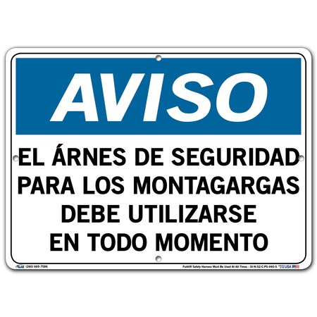 Vestil Polystyrene Sign, 10-1/2" Height, 14-1/2" Width, Polystyrene, Rectangle, Spanish SI-N-52-C-PS-040-S